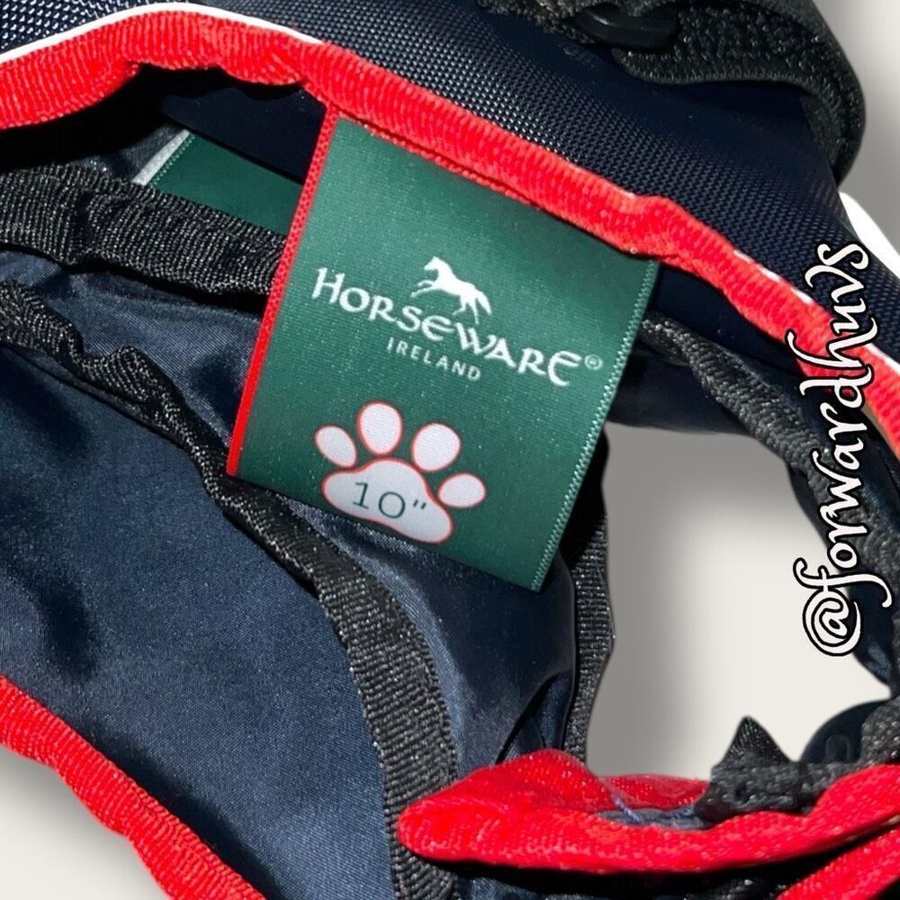 Horseware Rambo Waterproof Dog Coat, 10” Navy and Red - Picture 5 of 9